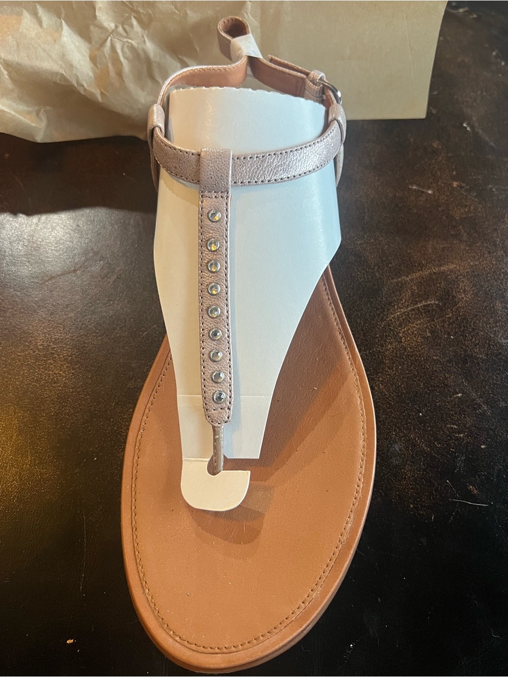 Fitflop Women's Studded T‑Strap Sandal in Beige and Tan size 11